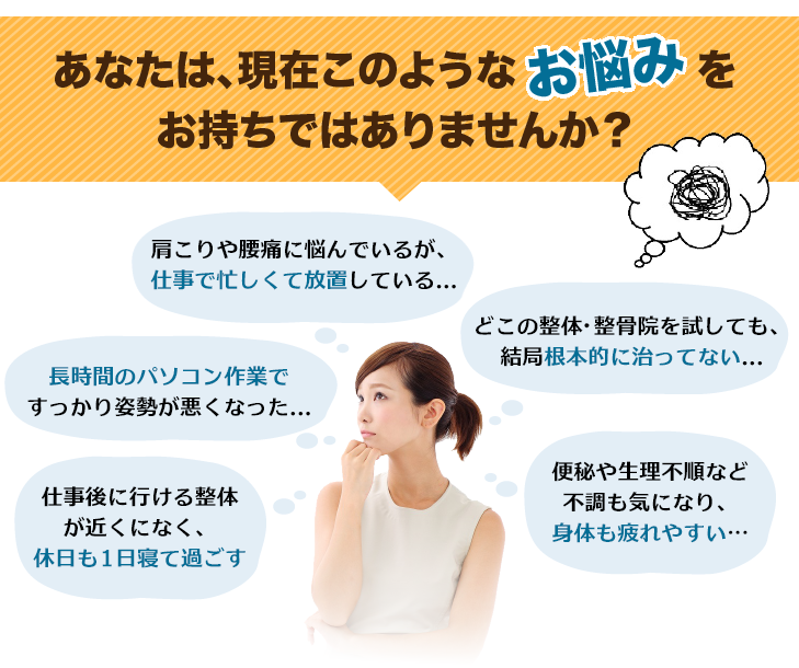 あなたは、現在このようなお悩みをお持ちではありませんか?